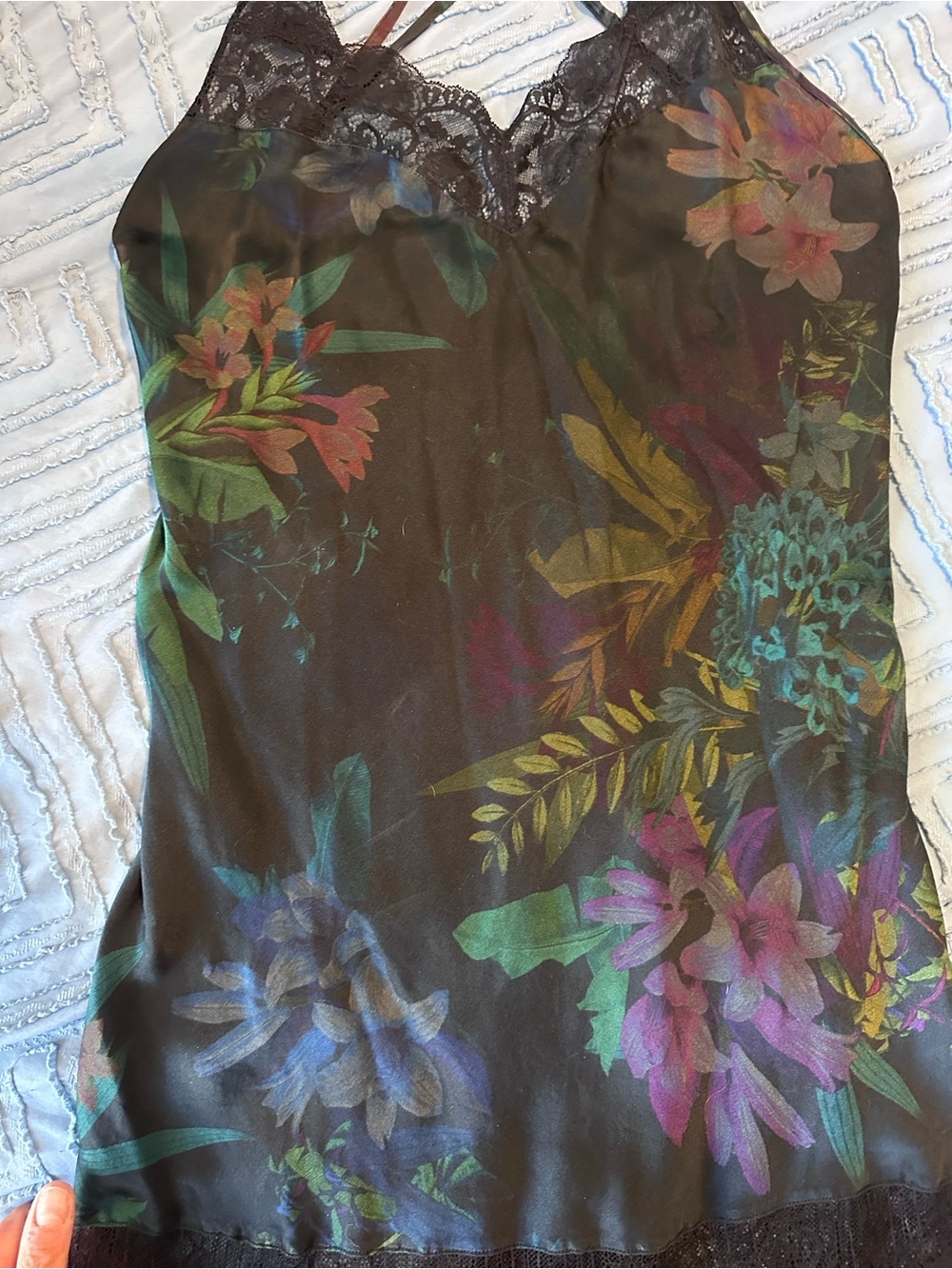 intimissimi Black Floral Lace-Trim Slip Dress purchased in Spain, worn once - Picture 7 of 9